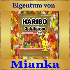 Haribo-Mianka-auf holzkiste