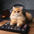 Kater felix mit Kopfhörer un